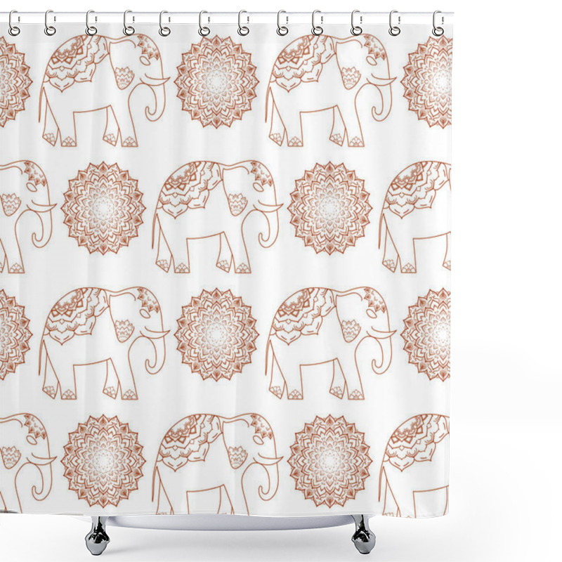 Personality  Elephant. Oriental Ornament For Yoga Poster Shower Curtains