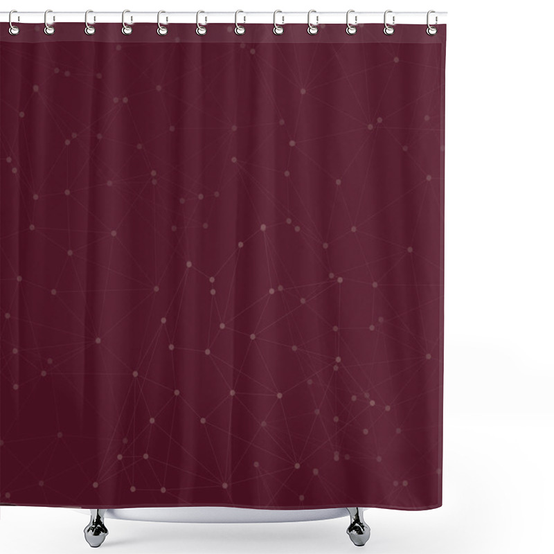 Personality  Maroon Two Tone Digital Array Of Nodes With Connecting Lines. Seamless Pink Dots Linked Forming Uneven Grid Pattern. Creative Background Idea For Technical Advertisement And Design. Shower Curtains