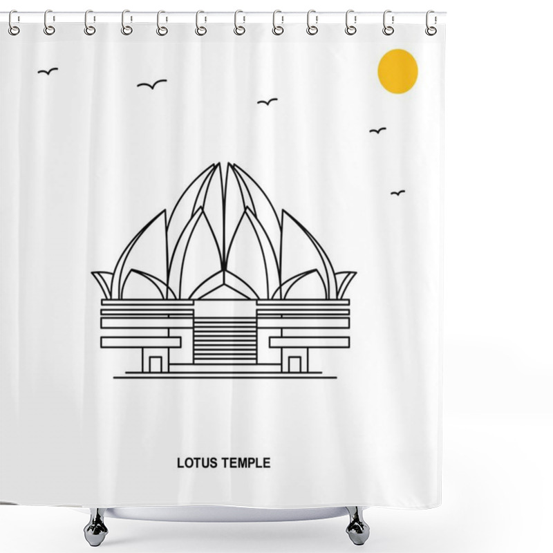 Personality  LOTUS TEMPLE Monument. World Travel Natural Illustration Background In Line Style Shower Curtains