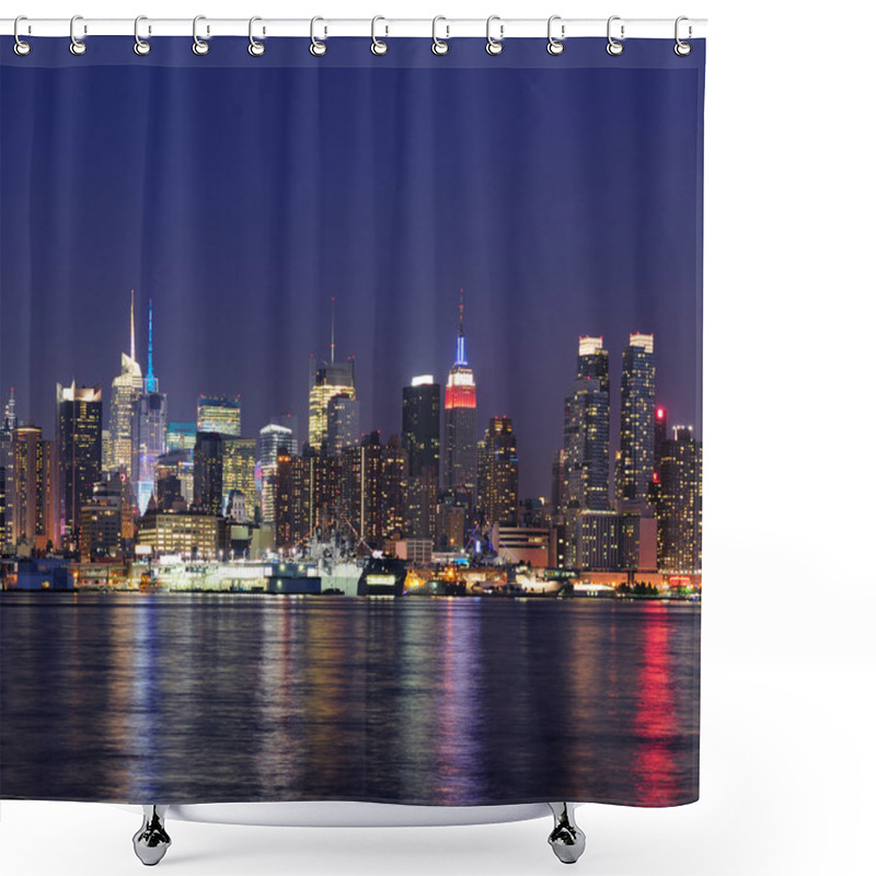 Personality  New York City Manhattan Midtown Skyline At Dusk Shower Curtains