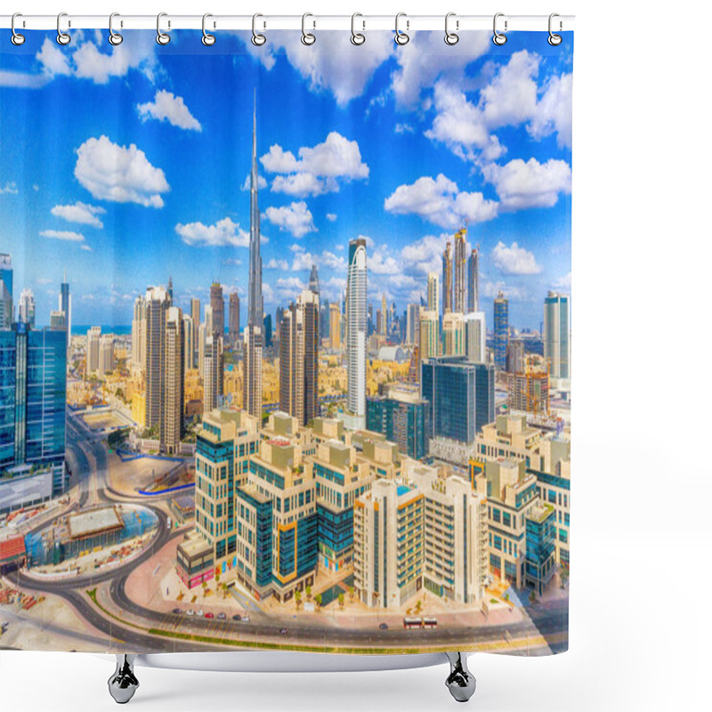 Personality  Aerial View Of Dubai Downtown On A Beautiful Day Shower Curtains