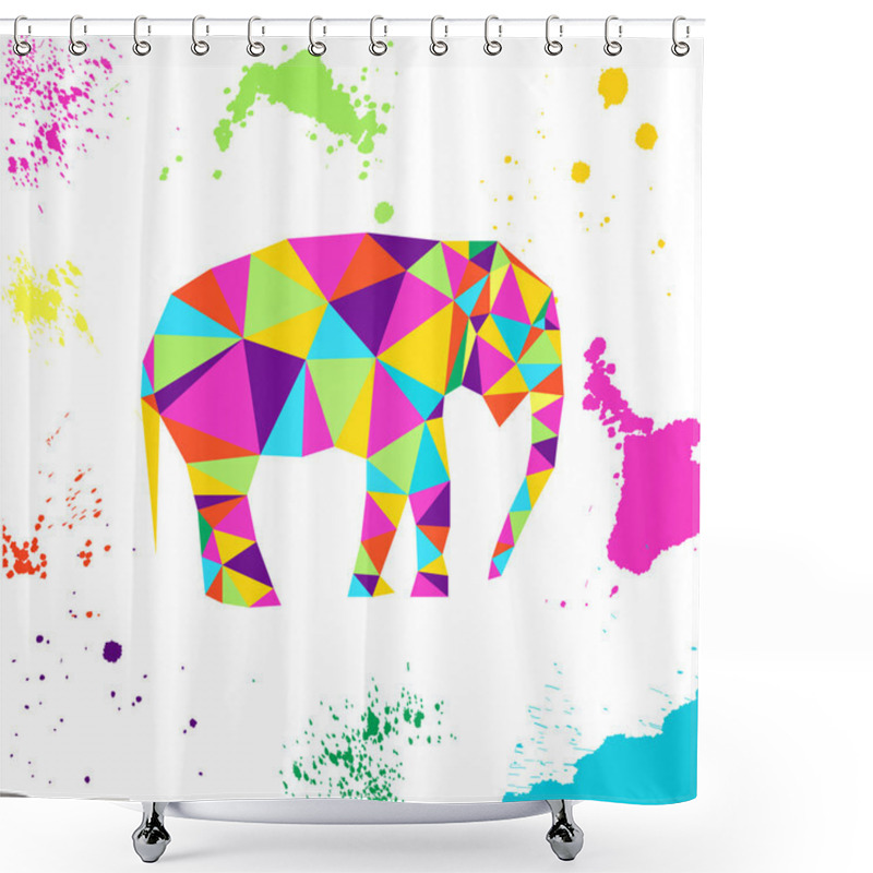 Personality  Elephant In Geometric Origami Style Shower Curtains