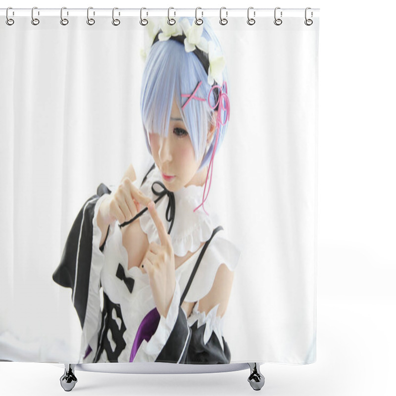 Personality  Japan Anime Cosplay Girl In White Tone Shower Curtains