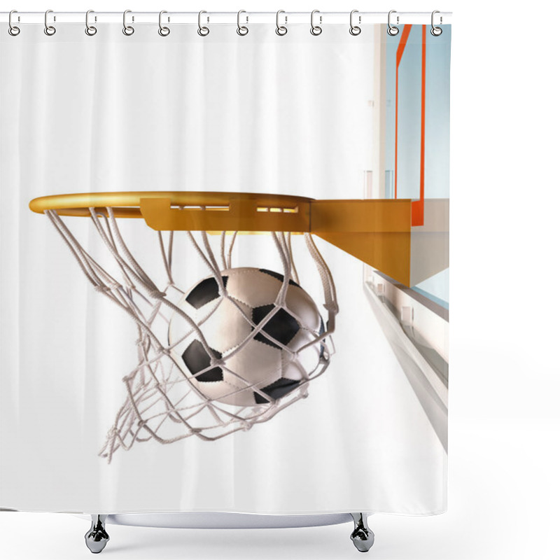 Personality  Soccerball Centering The Basket, Close Up View. Shower Curtains