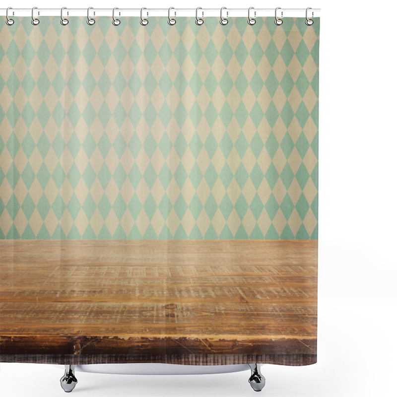 Personality  Empty Wooden Rustic Table  Shower Curtains