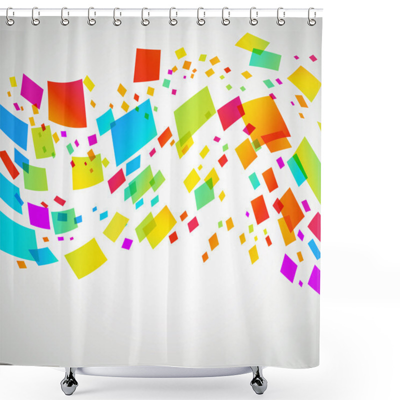 Personality  Colourful Squares In A Wave Pattern On Light Background Shower Curtains