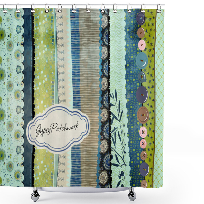 Personality  Gypsy Patchwork, Hand-Painted Background Shower Curtains