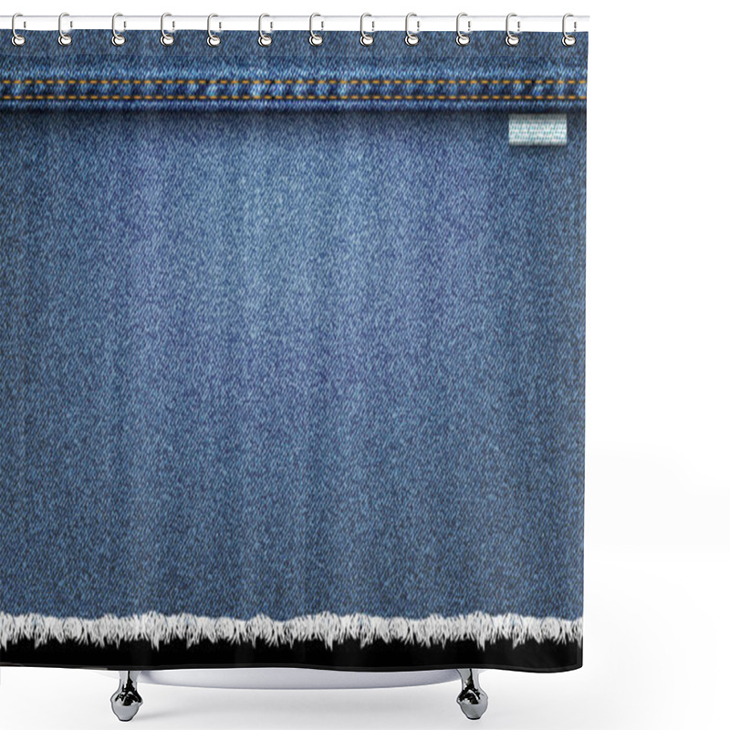 Personality  Background Of Denim, Blue Jeans Realistic Texture Shower Curtains