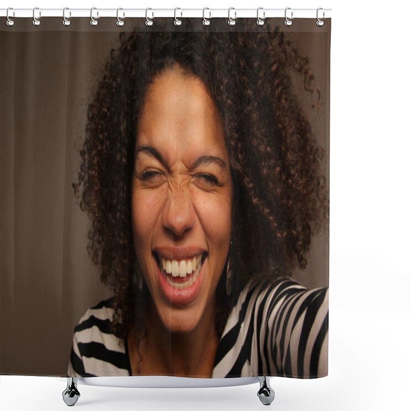 Personality  Beautiful Happy Afro Woman Shower Curtains