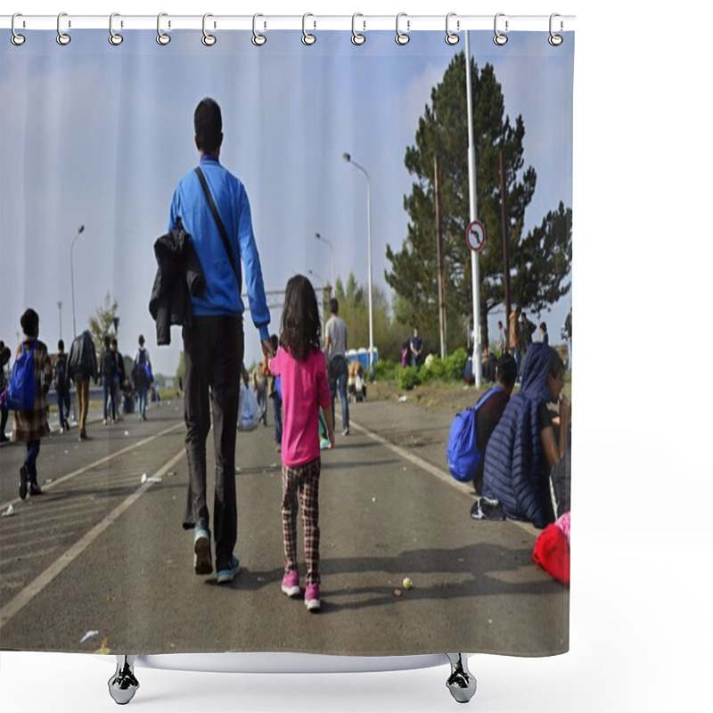 Personality  Refugees Leaving Hungary Shower Curtains