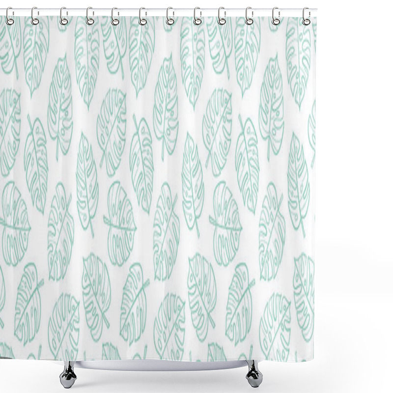 Personality  Monstera Leaves Vector Banner, Seamless Repeating Pattern Wide Horizontal Background Design Shower Curtains