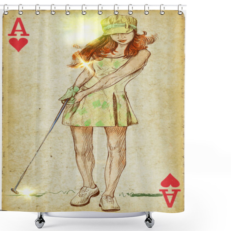 Personality  Young Golf Player (teen Girl) - Autumn Day Shower Curtains