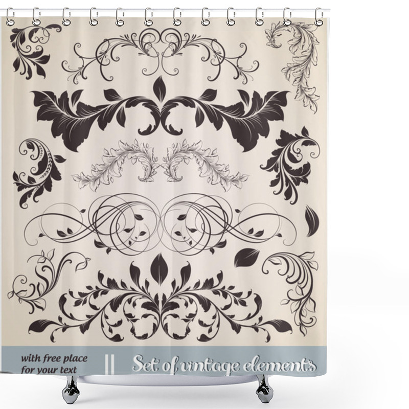 Personality  Hand Drawn Floral Background With Flowers, Greeting Vector Card For Retro Design Shower Curtains