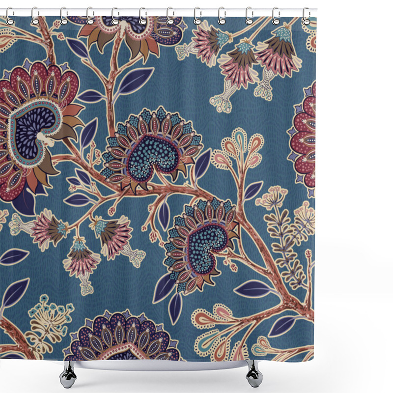 Personality  Floral Seamless Pattern. Indian Wallpaper. Design For Textile, Wallpaper, Web, Print, Paper, Backdrop, Background. Indian Floral Paisley Branches Flowers Shower Curtains