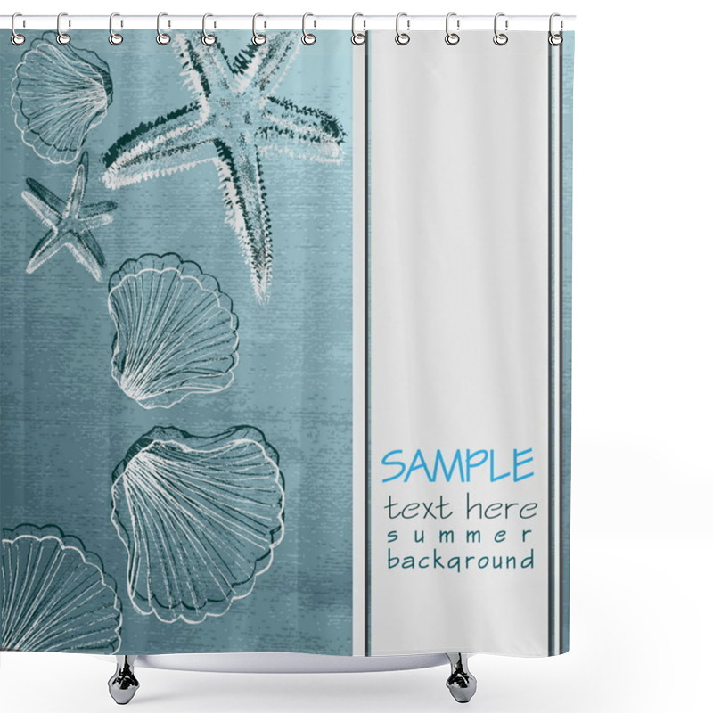 Personality  Summer Background With Shells Shower Curtains