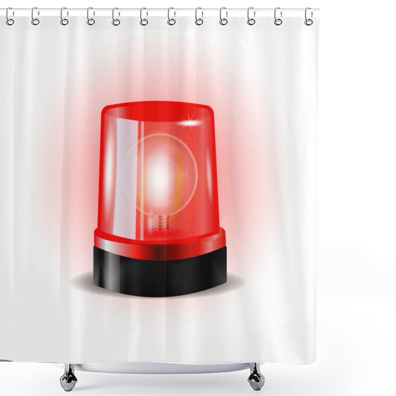 Personality  Red Flashers Siren Vector. Realistic Object. Light Effect. Beacon For Police Cars Ambulance, Fire Trucks. Emergency Flashing Siren. Shower Curtains