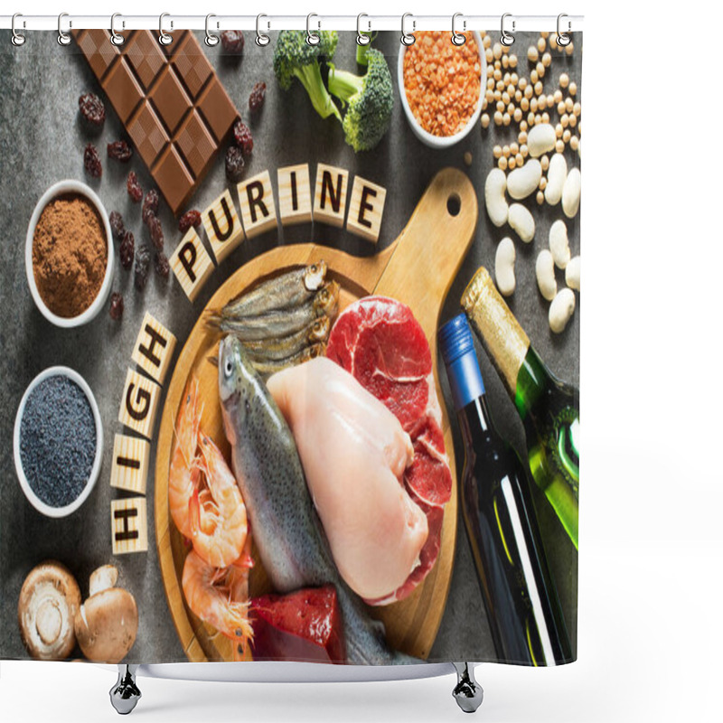 Personality  High Purine Foods. Foods That Contain High Levels Of Purines As Trout, Shrimps, Chicken Breast, Red Meat, Sprats, Liver, Beans, Chocolate, Lentils, Mushrooms, Beer, Vine, Cocoa, Raisins, Broccoli, Soy, Poppy Seed Shower Curtains