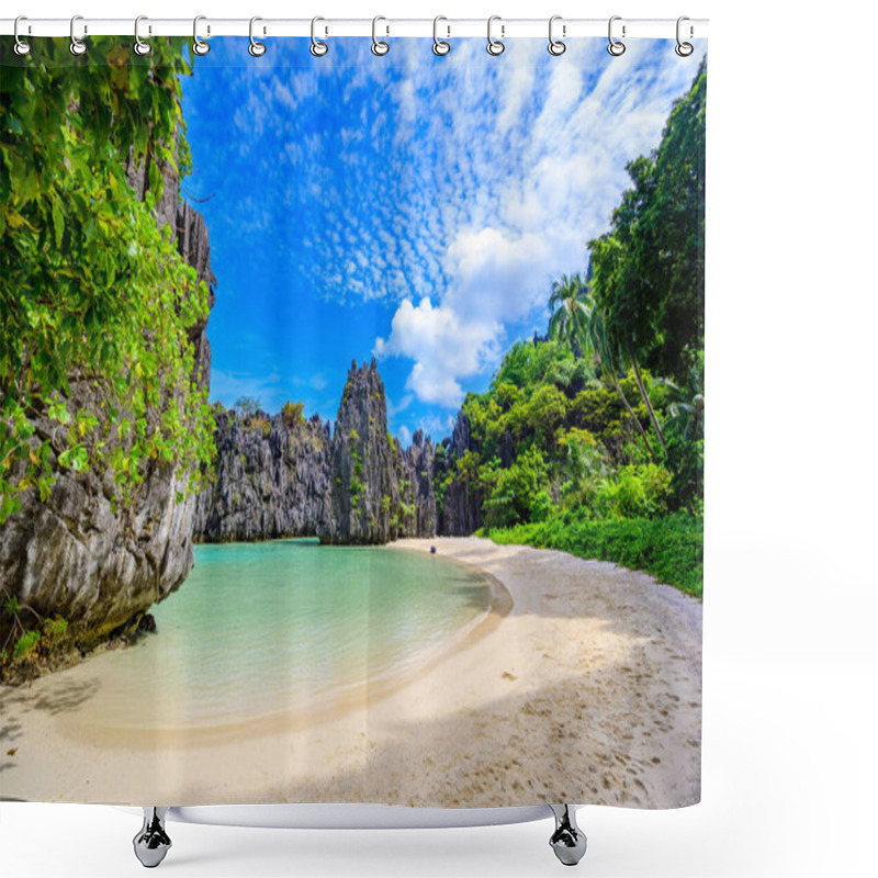 Personality  Hidden Beach In Matinloc Island, El Nido, Palawan, Philippines - Paradise Lagoon And Beach In Tropical Scenery Shower Curtains