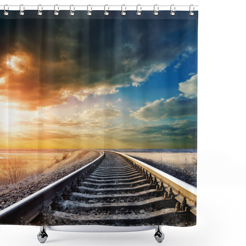 Personality  Railway To Horizon Shower Curtains