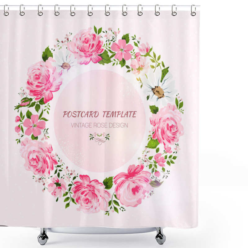 Personality  Border Of Flowers With Place For A Text. Shower Curtains