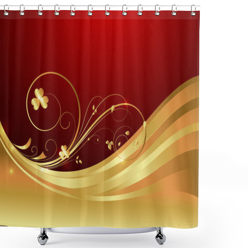 Personality  Festive Golden Floral Design Shower Curtains