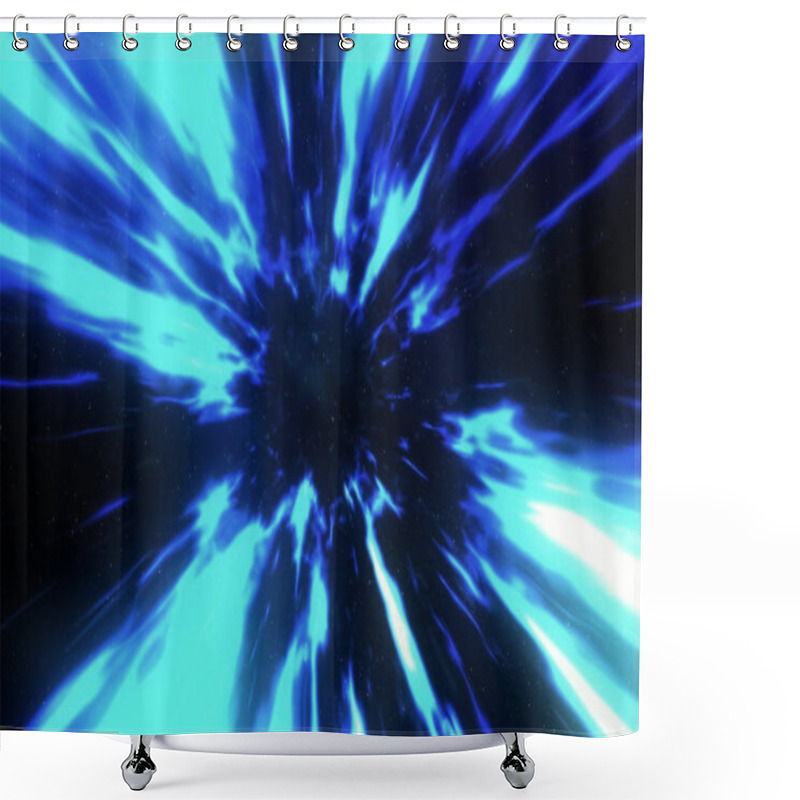 Personality  3d Illustration With Wormhole Interstellar Travel Through A Blue Force Field With Galaxies And Stars, For A Space-time Continuum Background Shower Curtains