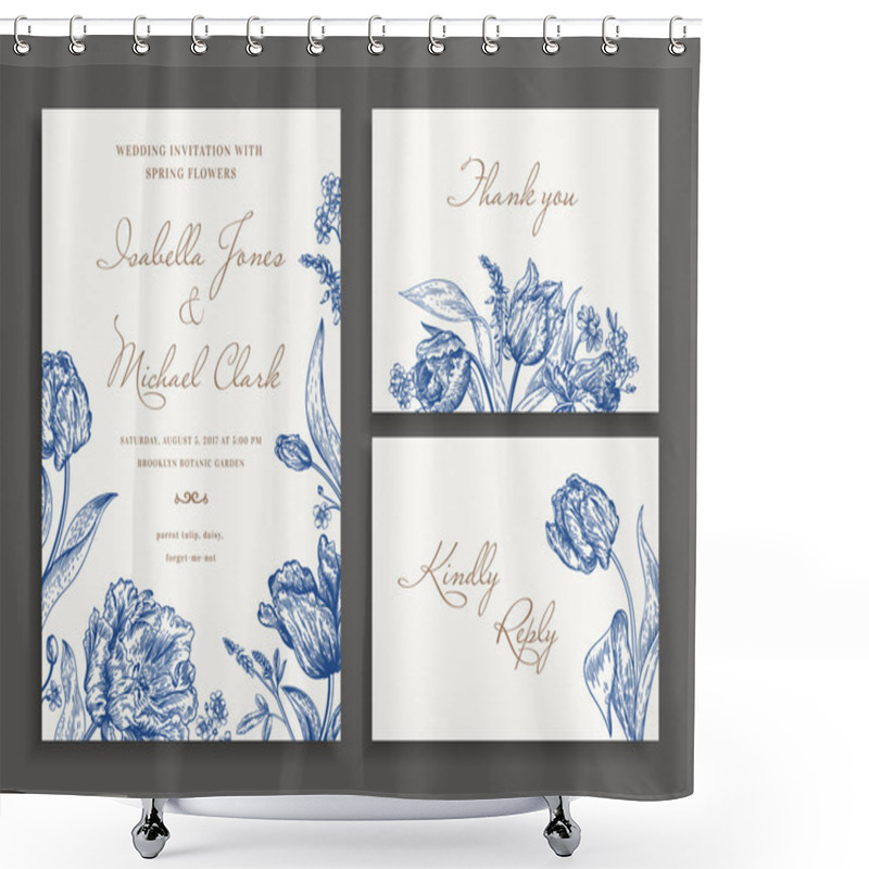 Personality  Wedding Set With Spring Flowers Shower Curtains