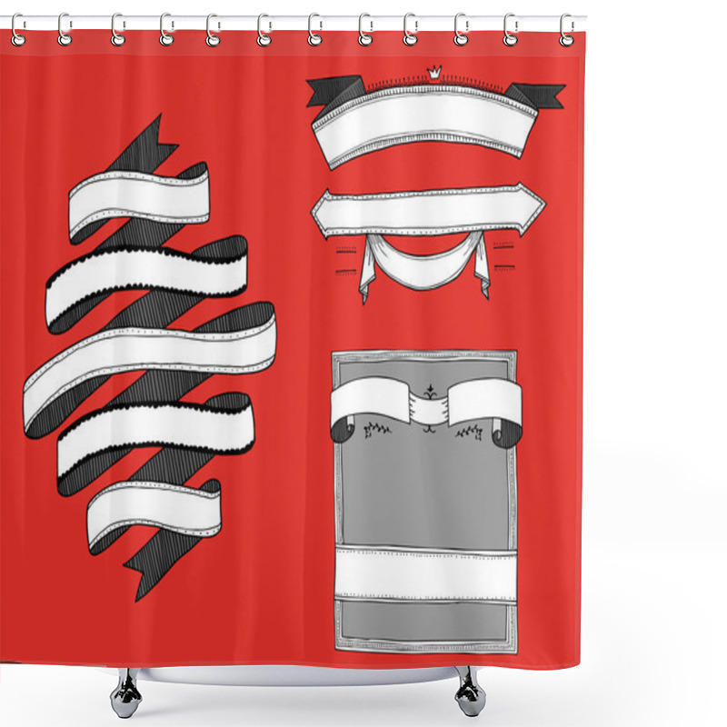 Personality  Doodled Banners Collection Shower Curtains