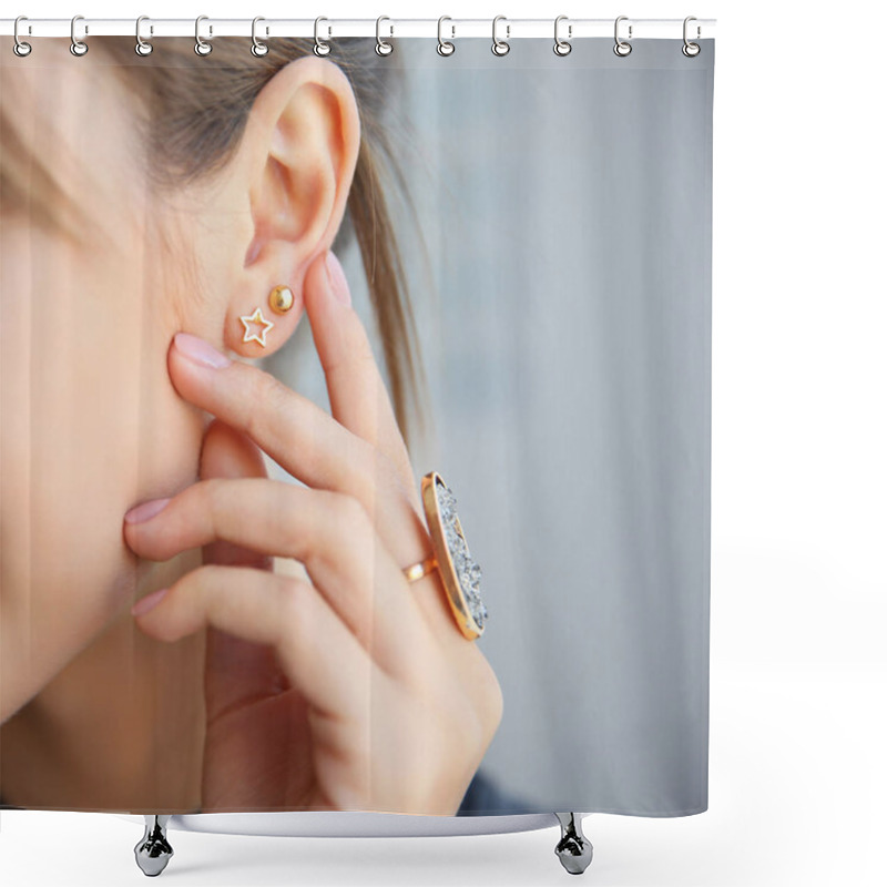 Personality  Woman With Stylish Accessories Shower Curtains