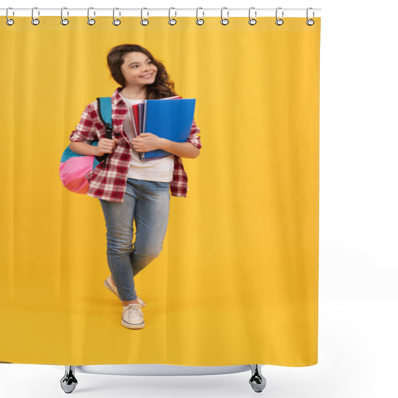 Personality  My Future Is In My Hands. Happy Child Carry Books And Backpack. Back To School. School Education Shower Curtains