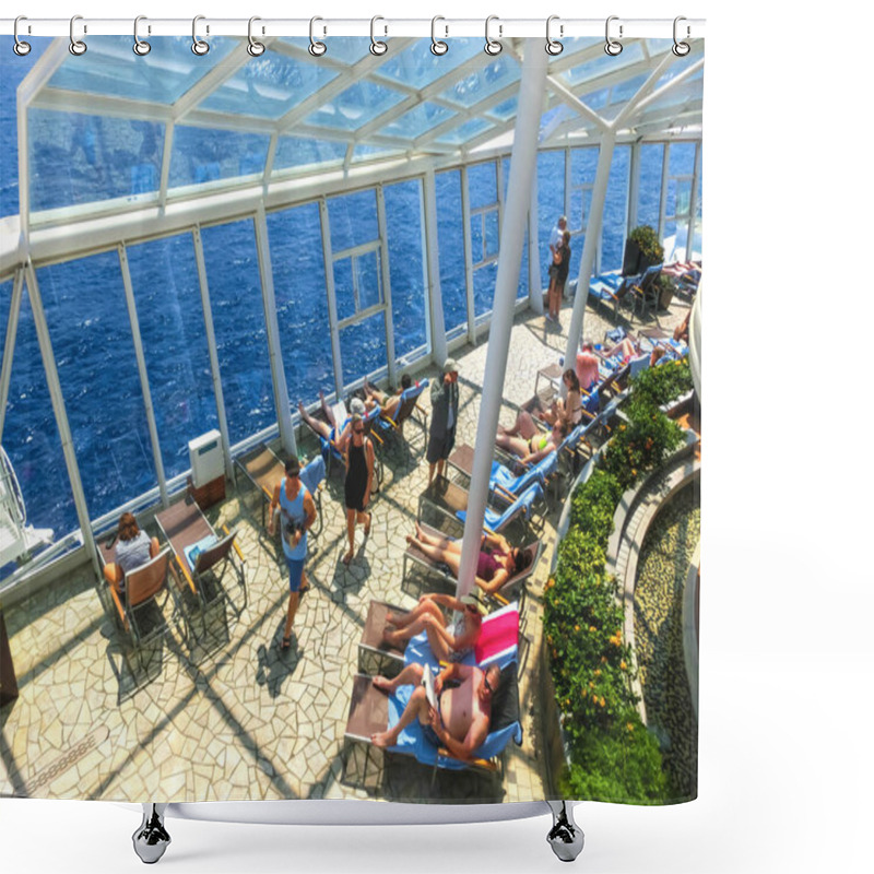 Personality  Cape Canaveral, USA - April 30, 2018: The People Resting At Sea Solarium On The Royal Carribean Cruise Ship Oasis Of The Seas Shower Curtains