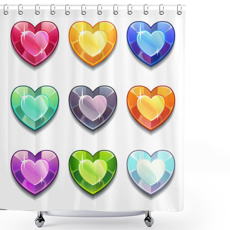 Personality  Diamond Hearts Icons Shower Curtains