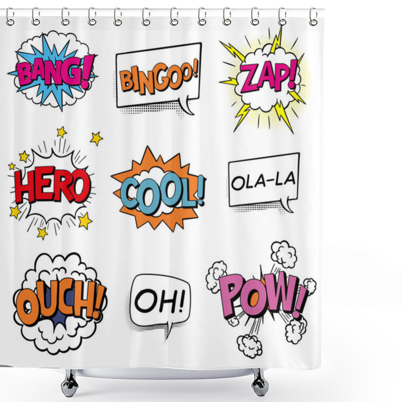 Personality  Comic Speech Bubbles Or Sound Words Set. Shower Curtains