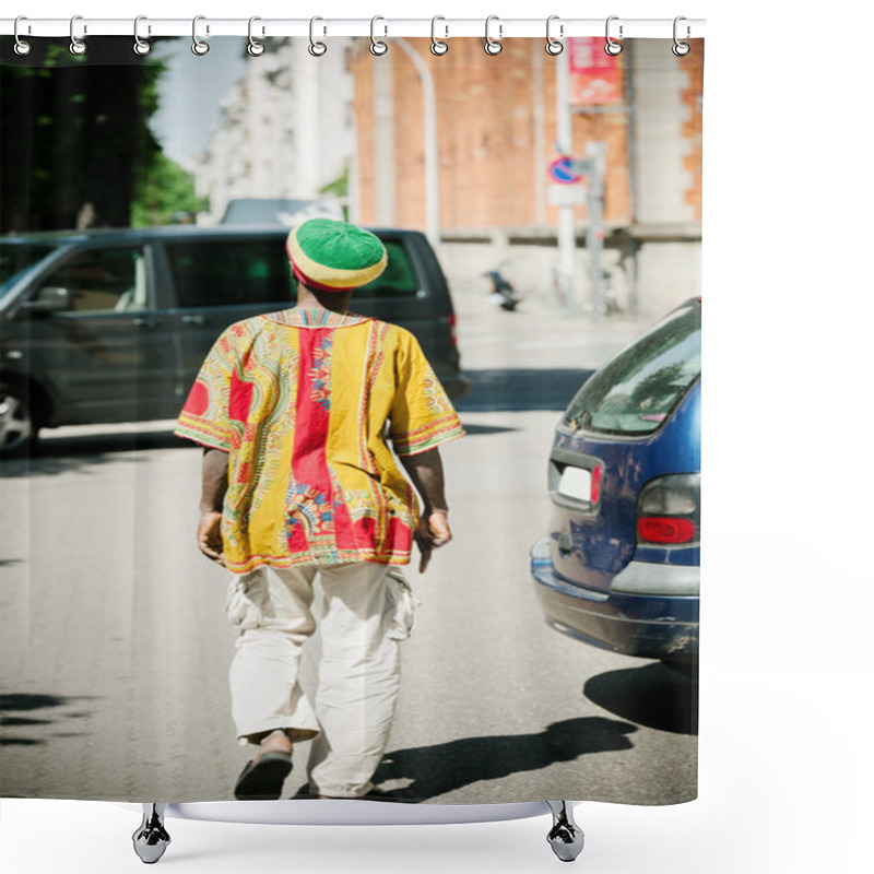 Personality  Rastaman Wearing Tradition Al Rasta Hat, Rear View Shower Curtains