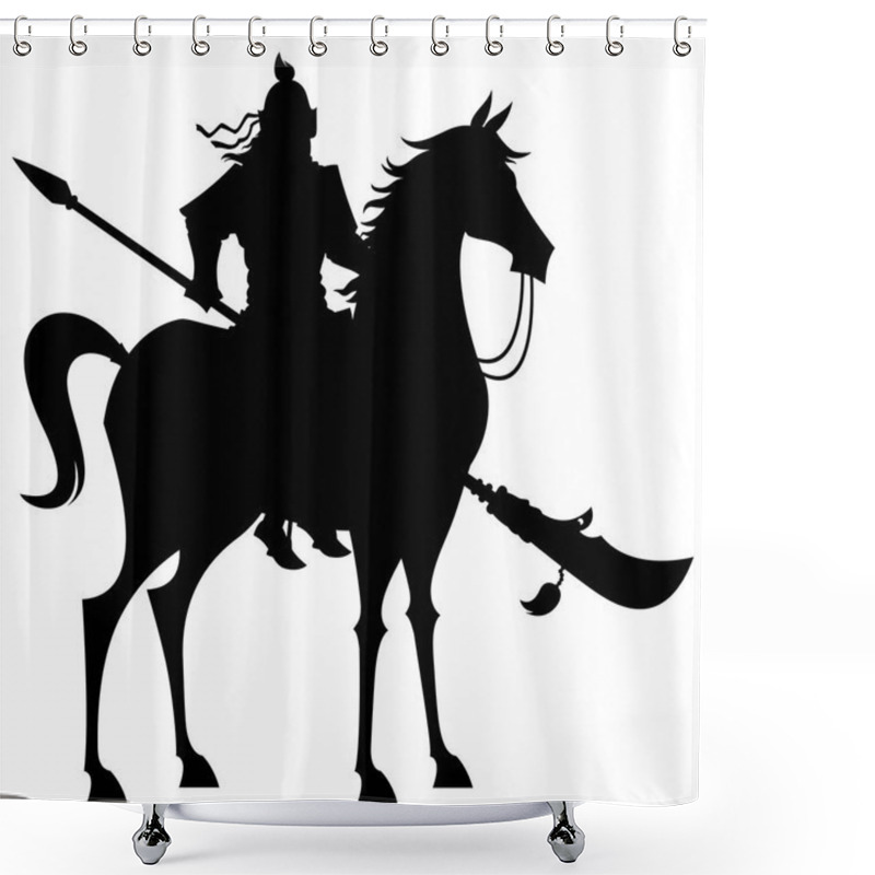 Personality  Chinese Warrior On White Shower Curtains