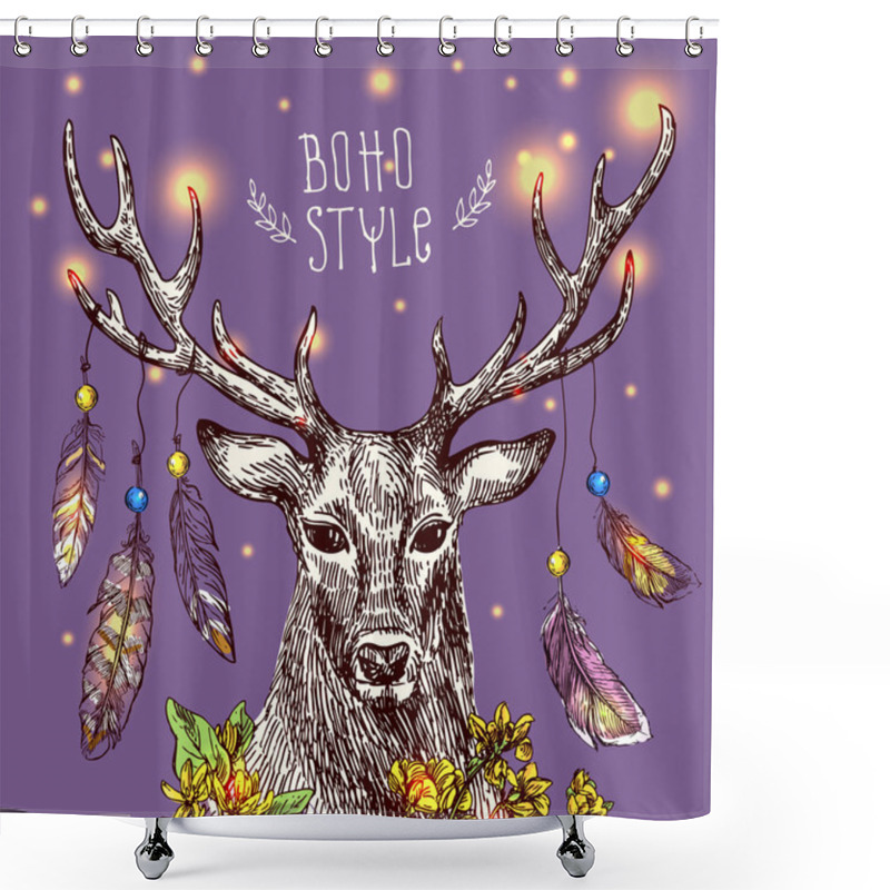 Personality  Hand Drawn Deer Shower Curtains