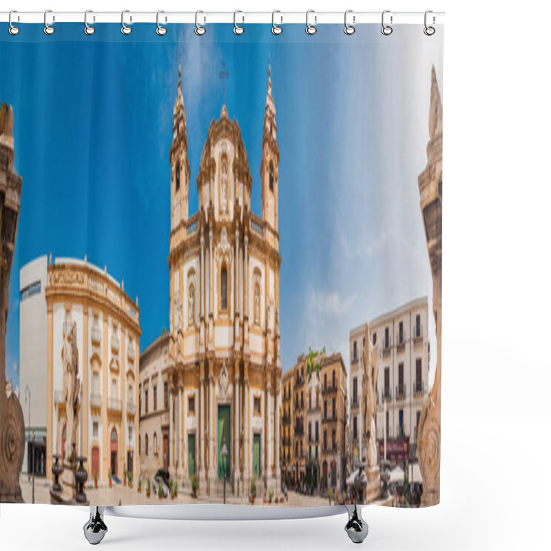 Personality  Panoramic View Of The Basilica San Domenico And Square S.Domenico In Palermo Shower Curtains