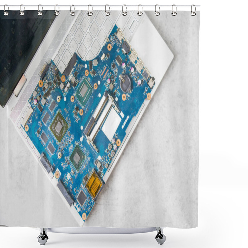 Personality  Electronic Motherboard, Isometric Processor Microchip, Motherboard Parts And Laptop Notebook , Digital Communication, People And Technologies, Digital Life Shower Curtains