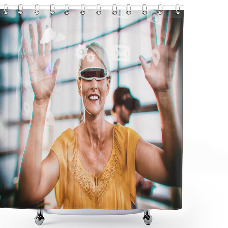 Personality  Business Executive Using Virtual Reality Shower Curtains