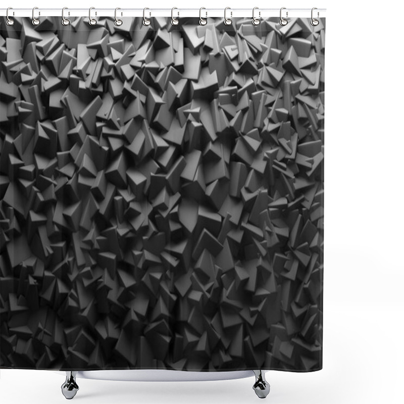 Personality  Dark Chaotic Cube Shapes Background. Shower Curtains