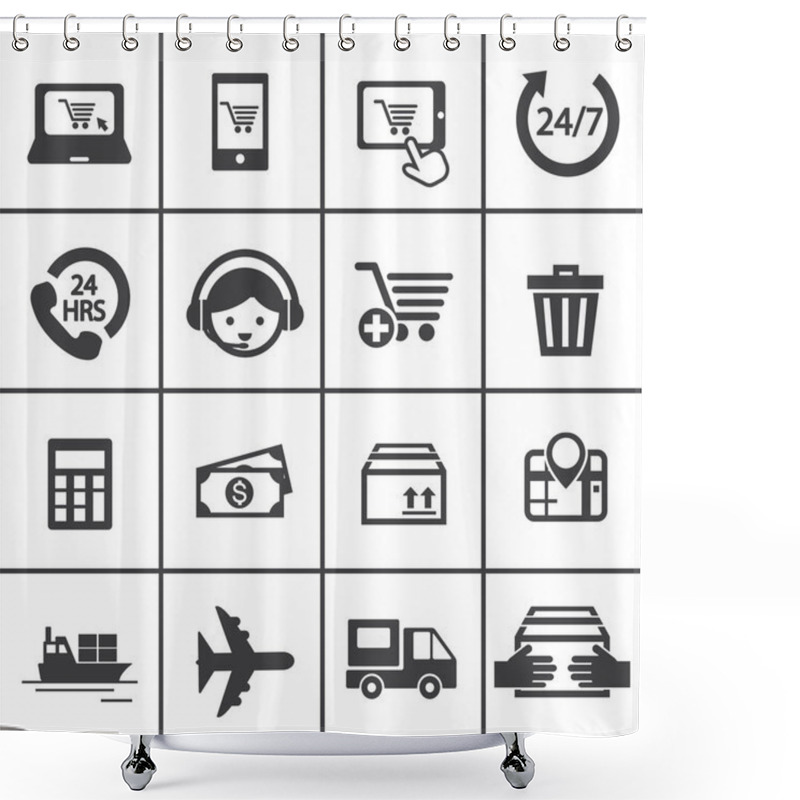 Personality  Shopping Online Icon Shower Curtains