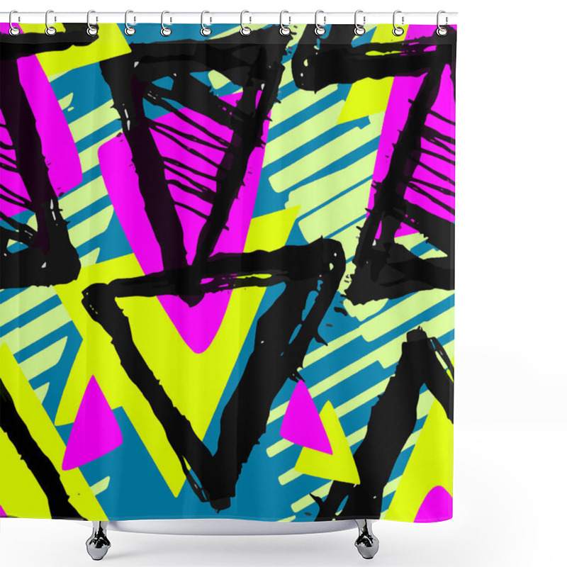 Personality  Abstract Urban Seamless Funky Geometric Pattern With Acrylic Blo Shower Curtains