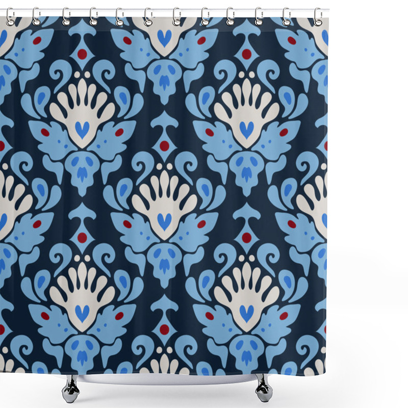 Personality  Damask Seamless Pattern Vector Ikat Shower Curtains