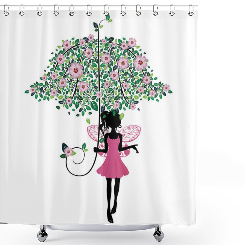 Personality  Fairy With Floral Umbrella Shower Curtains