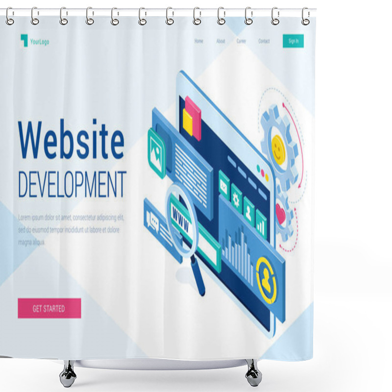 Personality  Vector Banner Of Website Development Shower Curtains