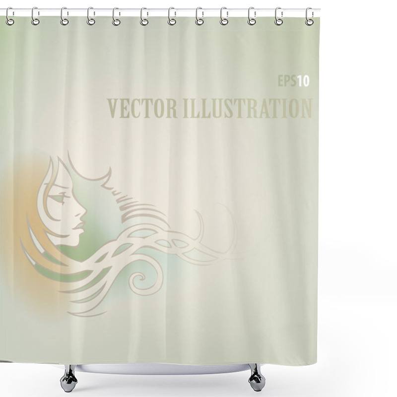 Personality  Vector Background With Woman Face. Shower Curtains