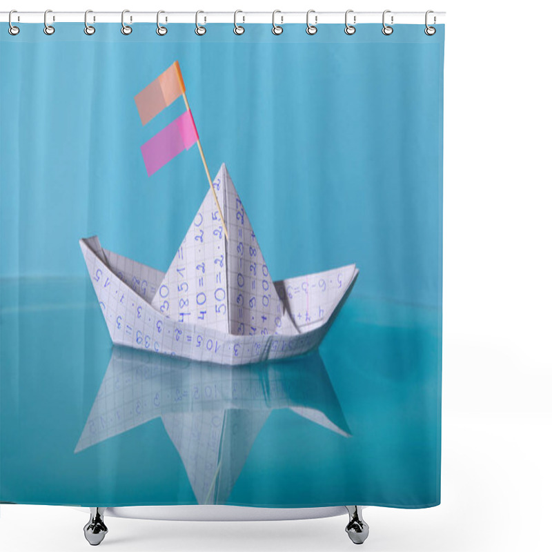 Personality  Paper Boat Made From Mathematics Notebook Paper. Shower Curtains