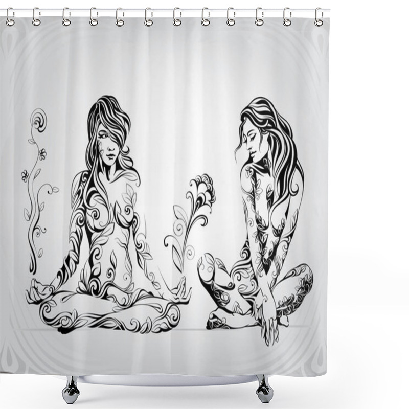 Personality  Two Girls In Meditation Shower Curtains