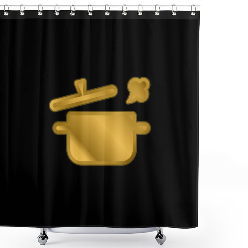 Personality  Boling Pot Gold Plated Metalic Icon Or Logo Vector Shower Curtains