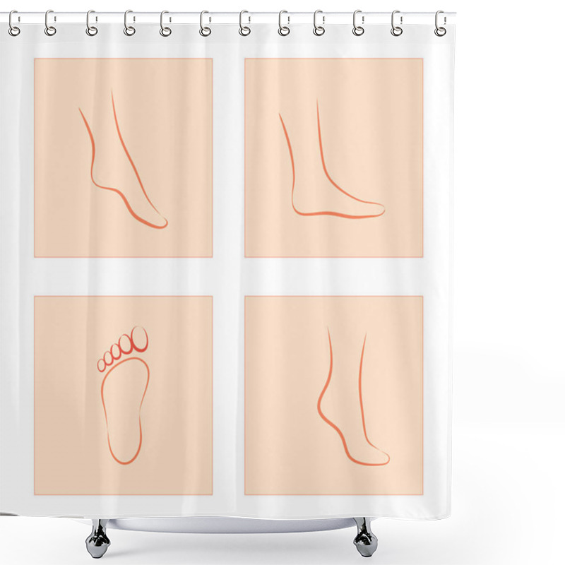 Personality  Human Foot, Leg Icon Isolated On White Background. Vector Illustration Shower Curtains